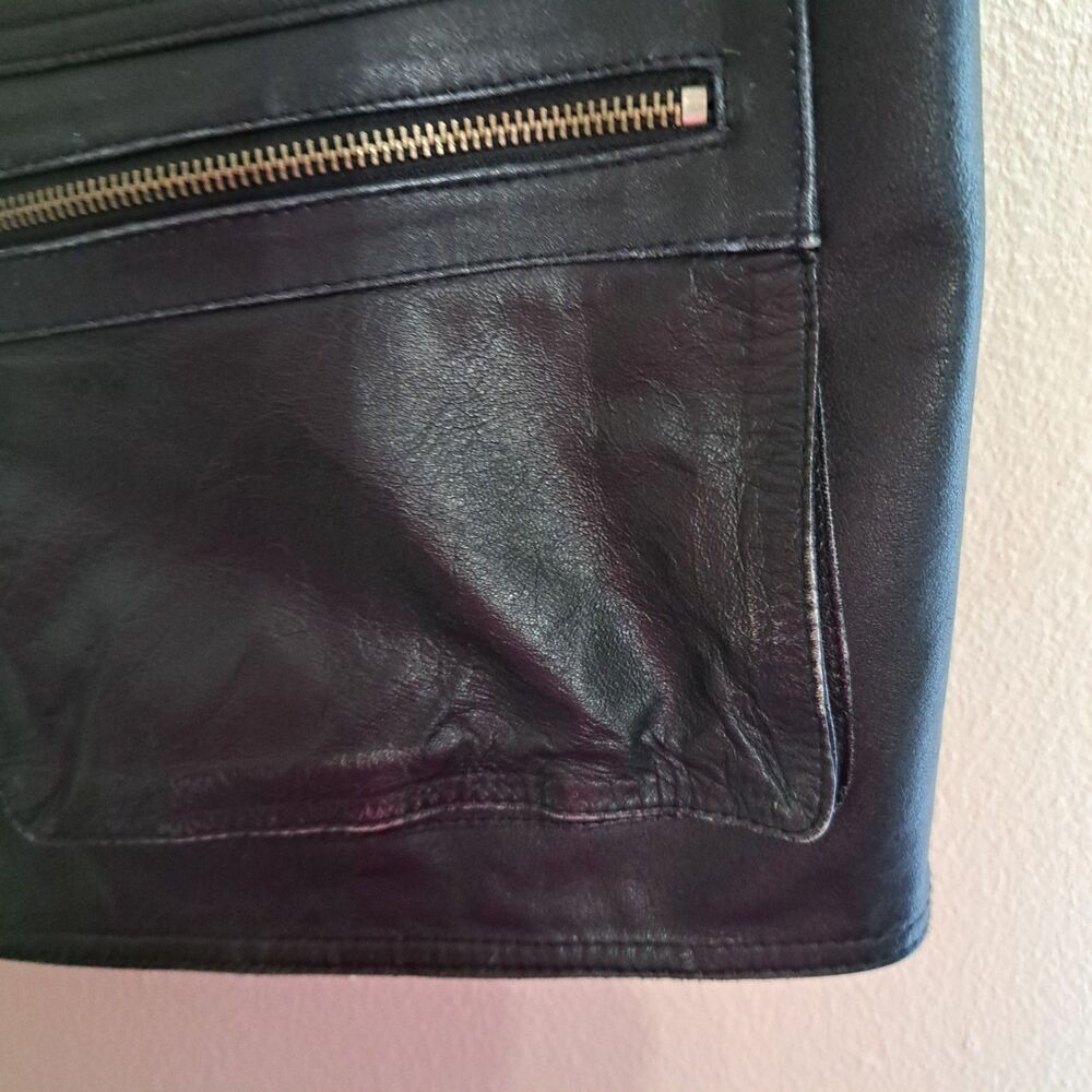 Men's Black Leather Zip Front Vest - Classic Utility Style - Picture 12 of 16